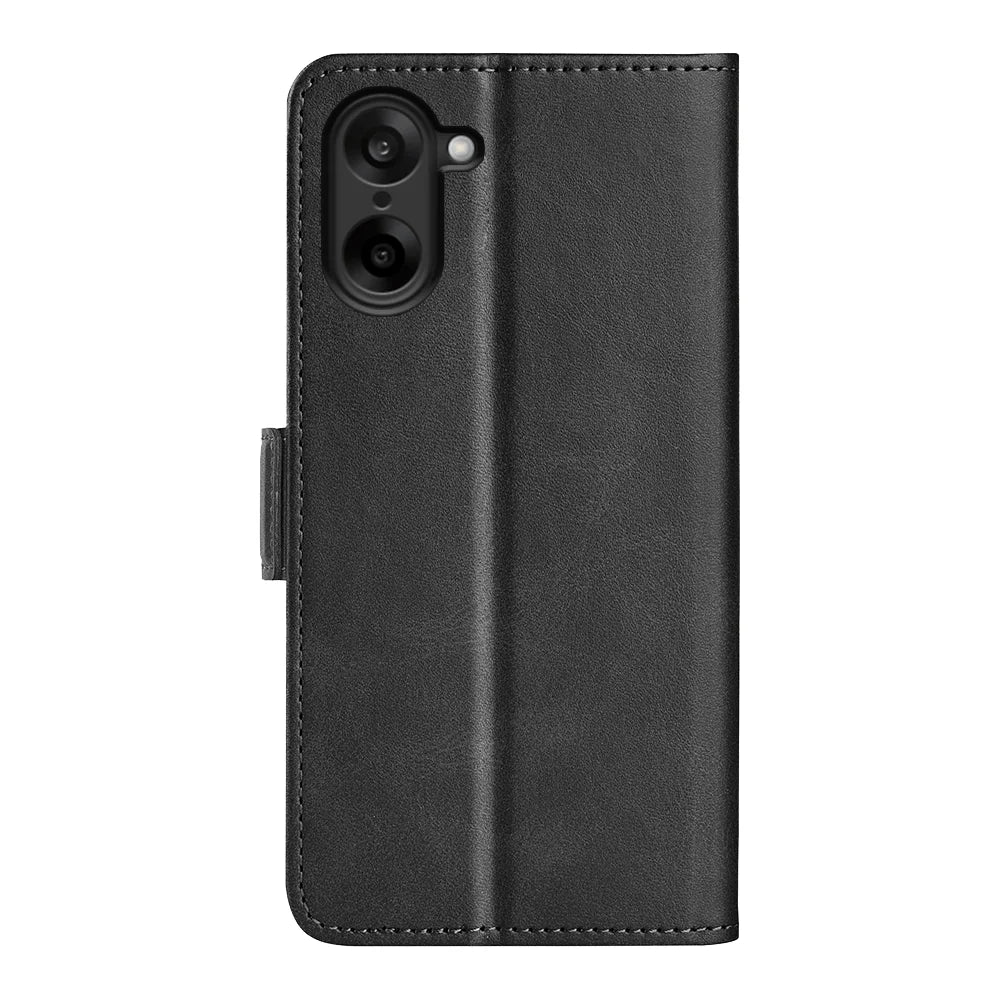 For OnePlus Ace 5 Racing 5G Case Calf Texture Leather Wallet Phone Cover - Black - 3