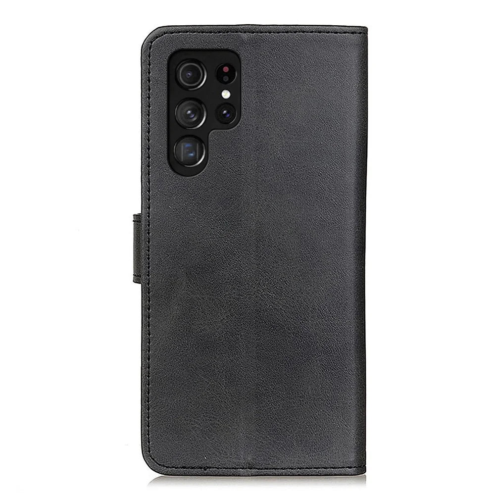 For Samsung Galaxy S26 Ultra Case Cowhide Texture Leather Wallet Stand Phone Cover - Black - 7