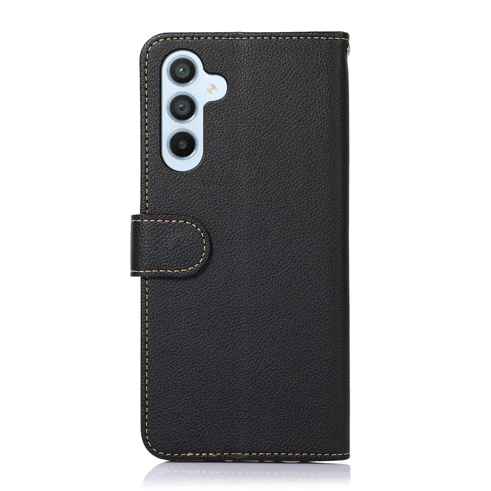 KHAZNEH For Samsung Galaxy S26 Case RFID Blocking Wallet Litchi Texture PU Leather Phone Cover with Strap - Black - 7