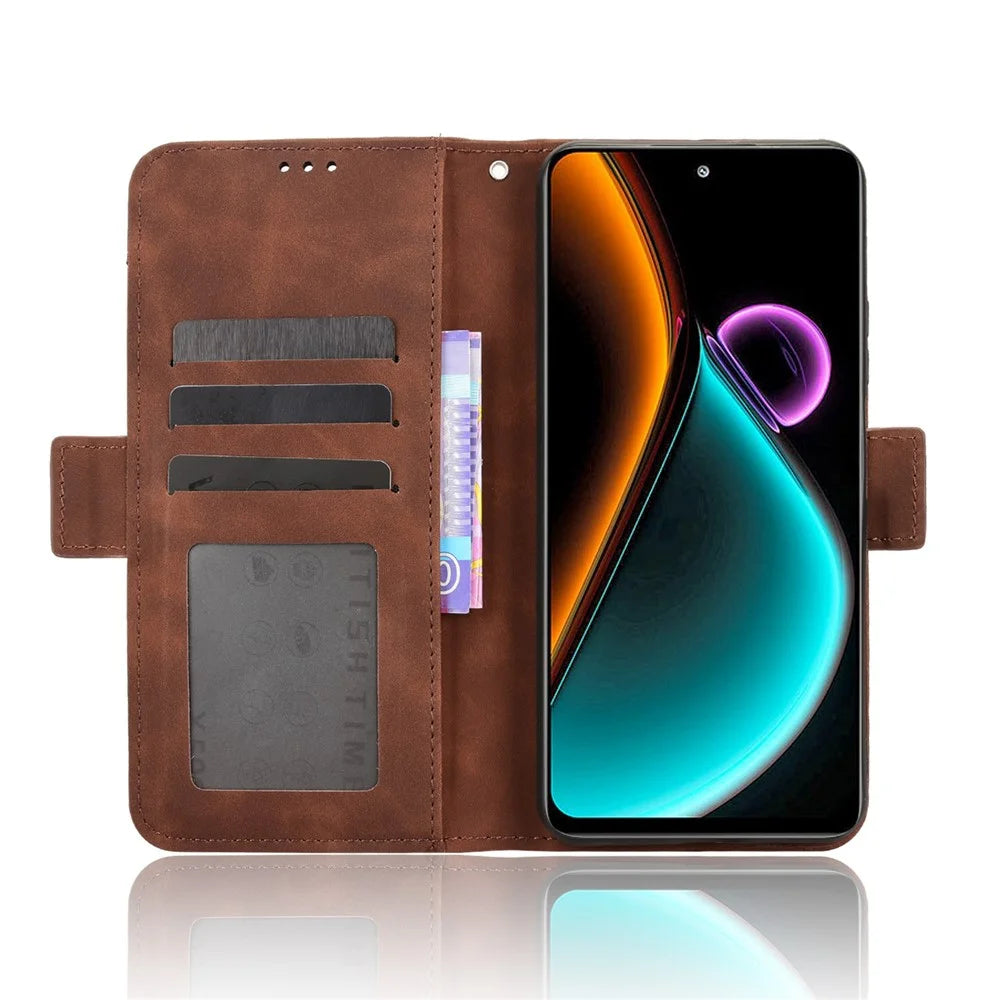 For Blackview Color 6 Leather Case Phone Wallet Cover with Multiple Card Slots - Brown - 2