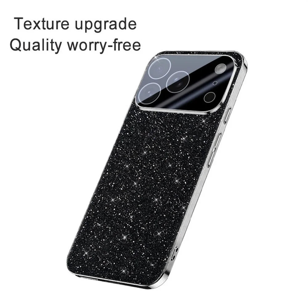 For iPhone 17 Pro Max Case Sparkling Starlight Glitter Electroplated Shockproof PC + TPU Phone Cover - Black - 2