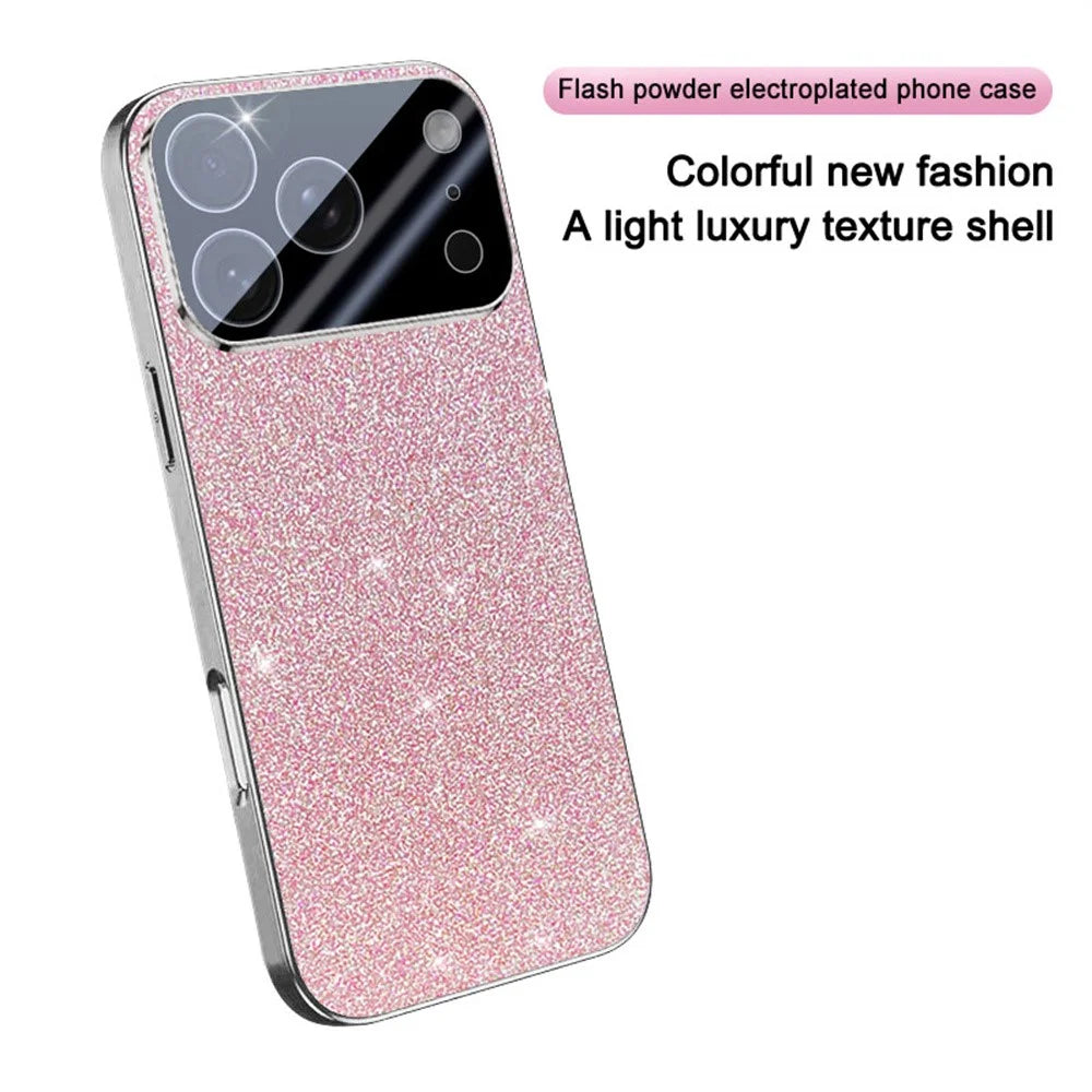 For iPhone 17 Pro Max Case Sparkling Starlight Glitter Electroplated Shockproof PC + TPU Phone Cover - Black - 3