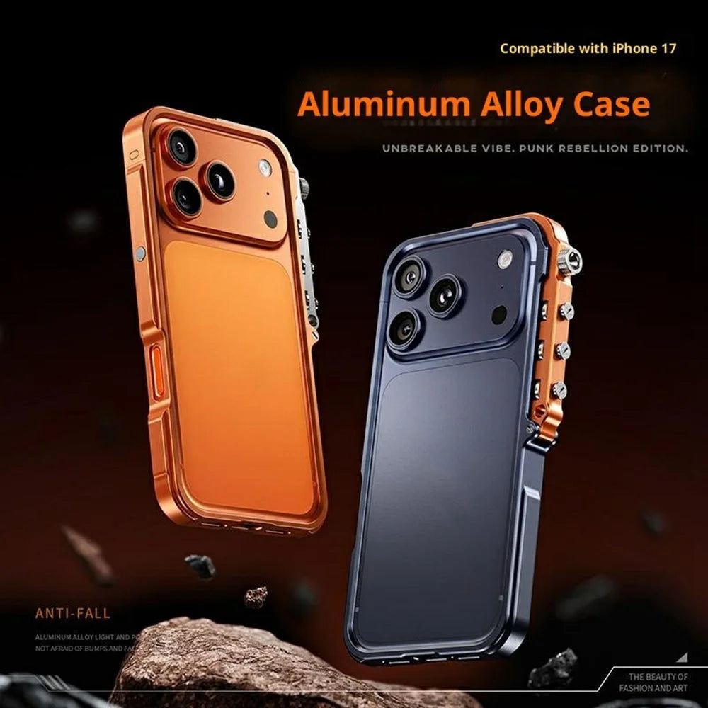For iPhone 17 Pro Max Bumper Case Aluminum Alloy Metal Frame Phone Cover - Orange - 2