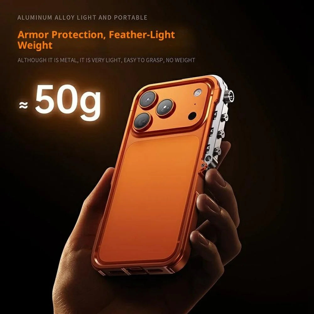 For iPhone 17 Pro Max Bumper Case Aluminum Alloy Metal Frame Phone Cover - Orange - 5