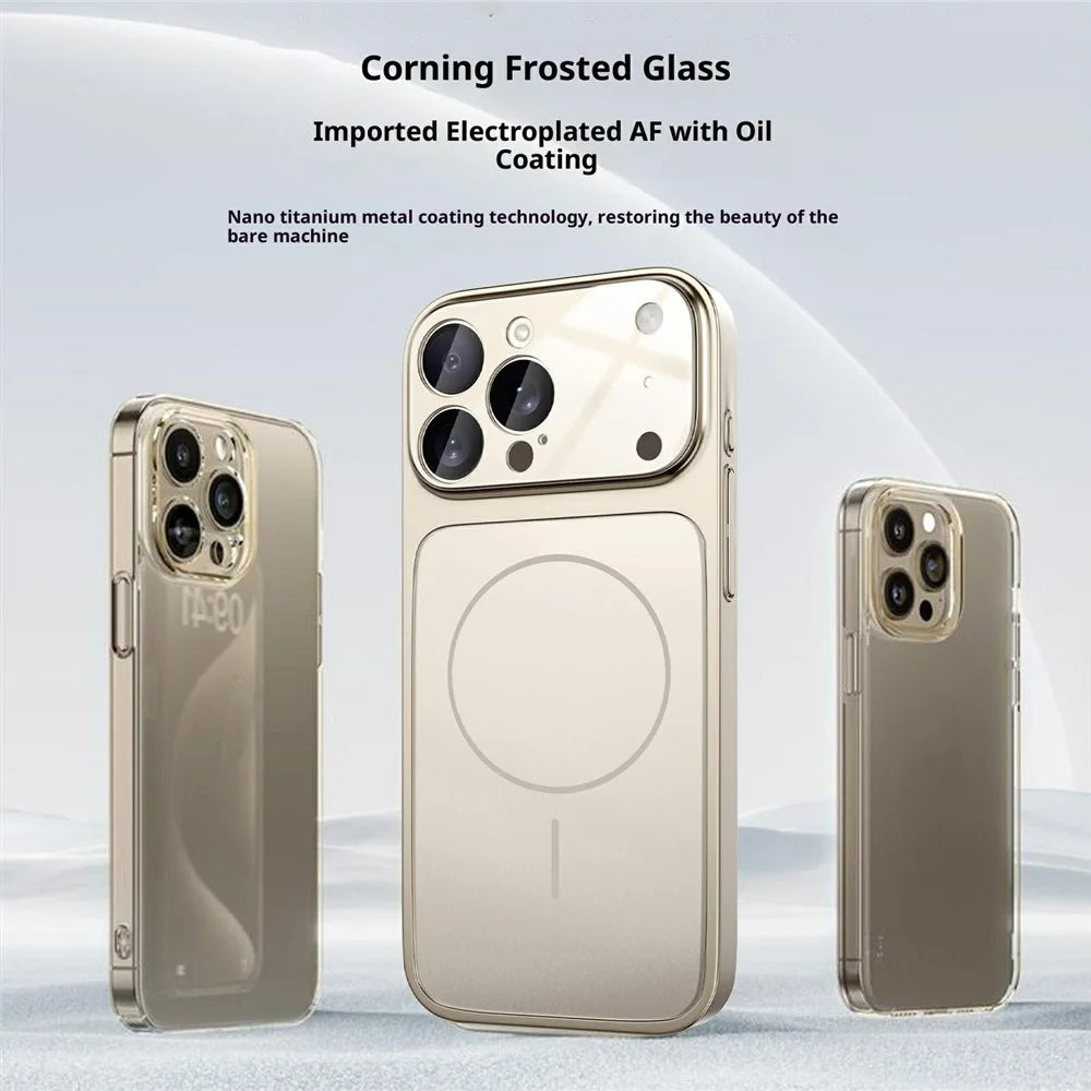 For iPhone 17 Pro Magnetic Case Ultra Thin PC Phone Cover with Matte Corning Gorilla Glass Lens Protector - Titanium Grey - 2