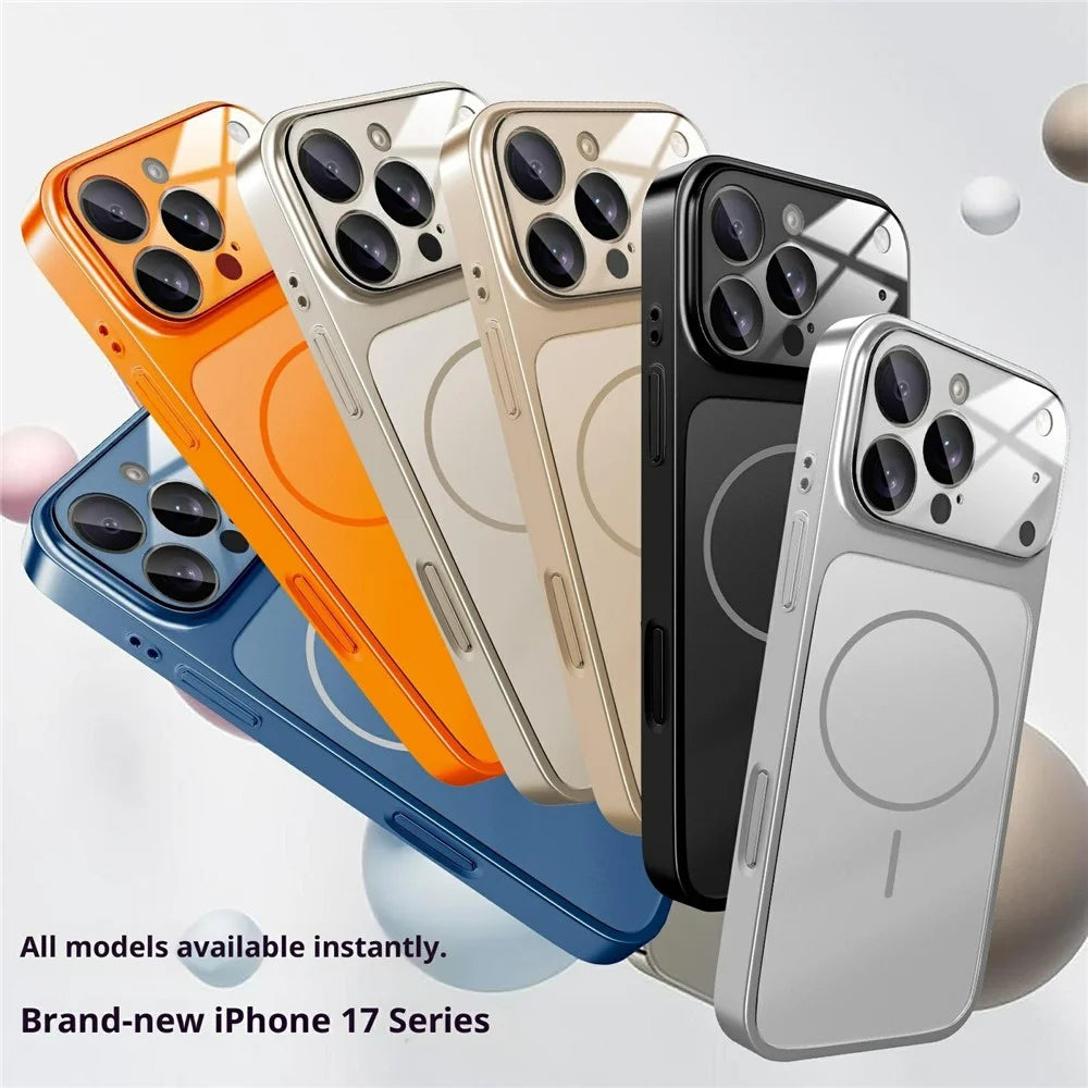 For iPhone 17 Pro Magnetic Case Ultra Thin PC Phone Cover with Matte Corning Gorilla Glass Lens Protector - Titanium Grey - 7