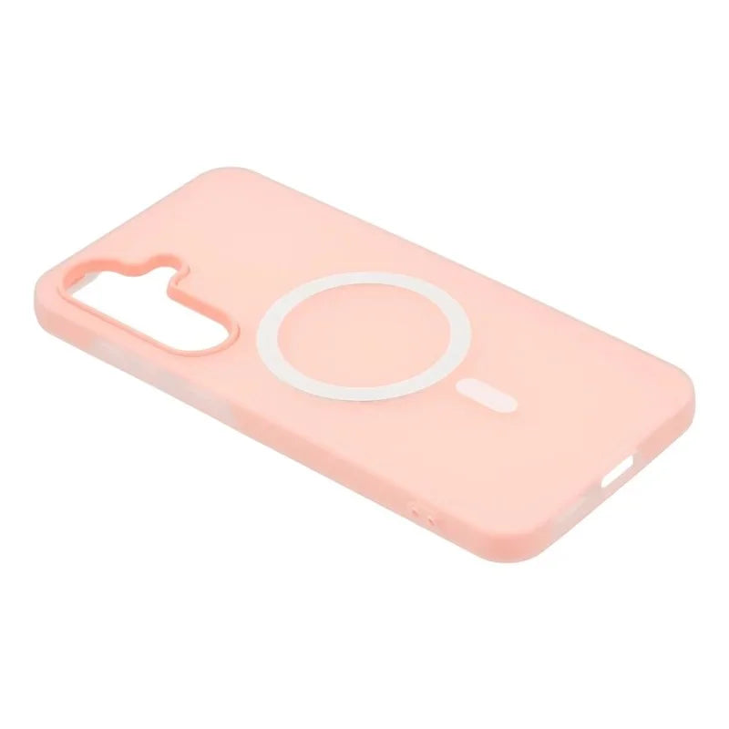 WANLONFENG For Samsung Galaxy S24 Magnetic Case  ML Series Matte PC TPU Phone Cover Large Cutouts with 2Pcs Screen Film - Pink - 5