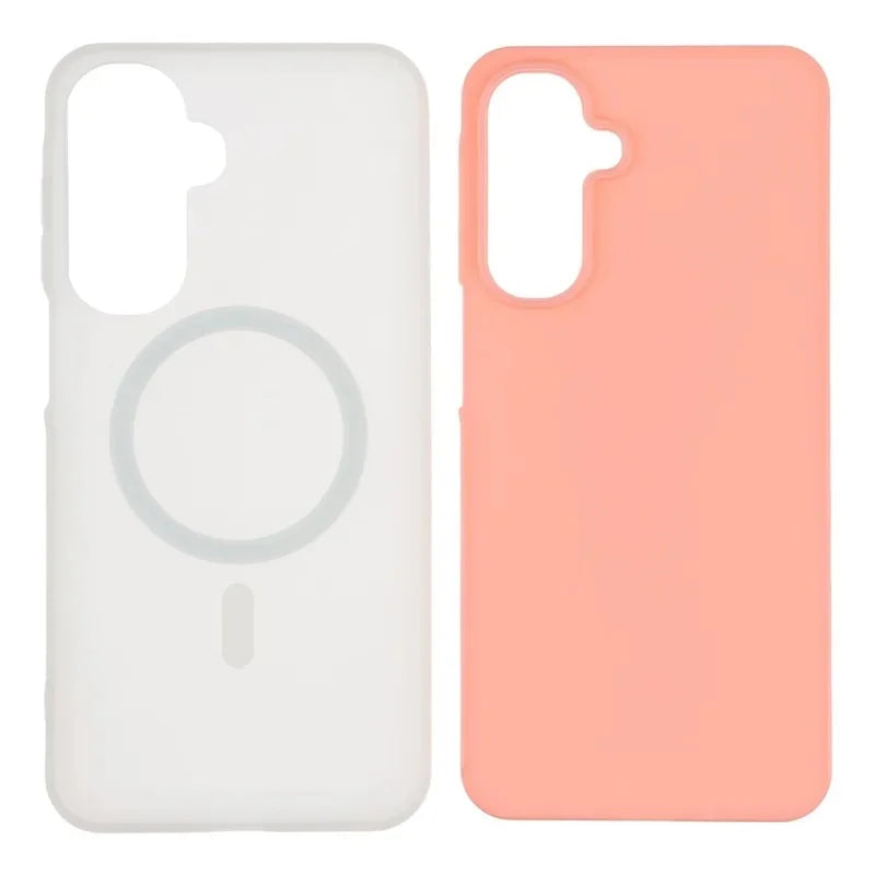 WANLONFENG For Samsung Galaxy S24 FE Magnetic Case  ML Series Matte PC TPU Phone Cover Large Cutouts with 2Pcs Screen Film - Pink - 4