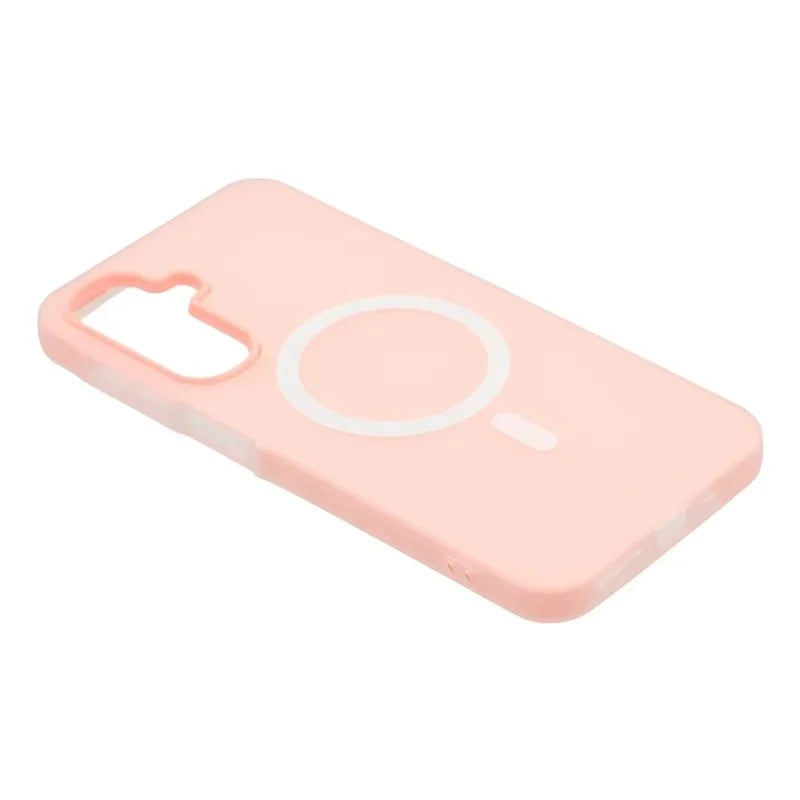WANLONFENG For Samsung Galaxy A56 5G Magnetic Case  ML Series Matte PC TPU Phone Cover Large Cutouts with 2Pcs Screen Film - Pink - 5