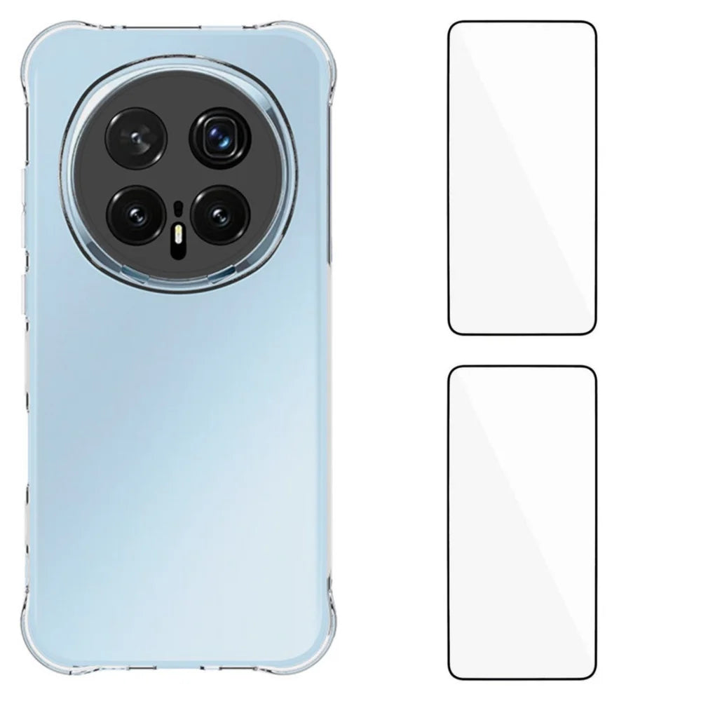 WANLONFENG For Honor Magic8 Pro 5G TPU Case  WL2 Series 2.0mm Phone Cover with 2Pcs Tempered Glass Films - Transparent - 1