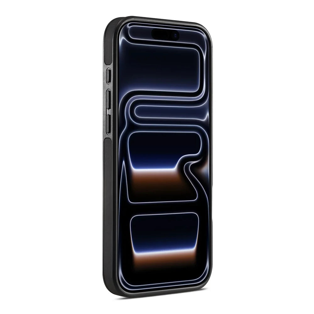 DENIOR A14 For iPhone 17 Pro Max Magnetic Case Rotary Kickstand Leather PC TPU Phone Cover - Black - 2