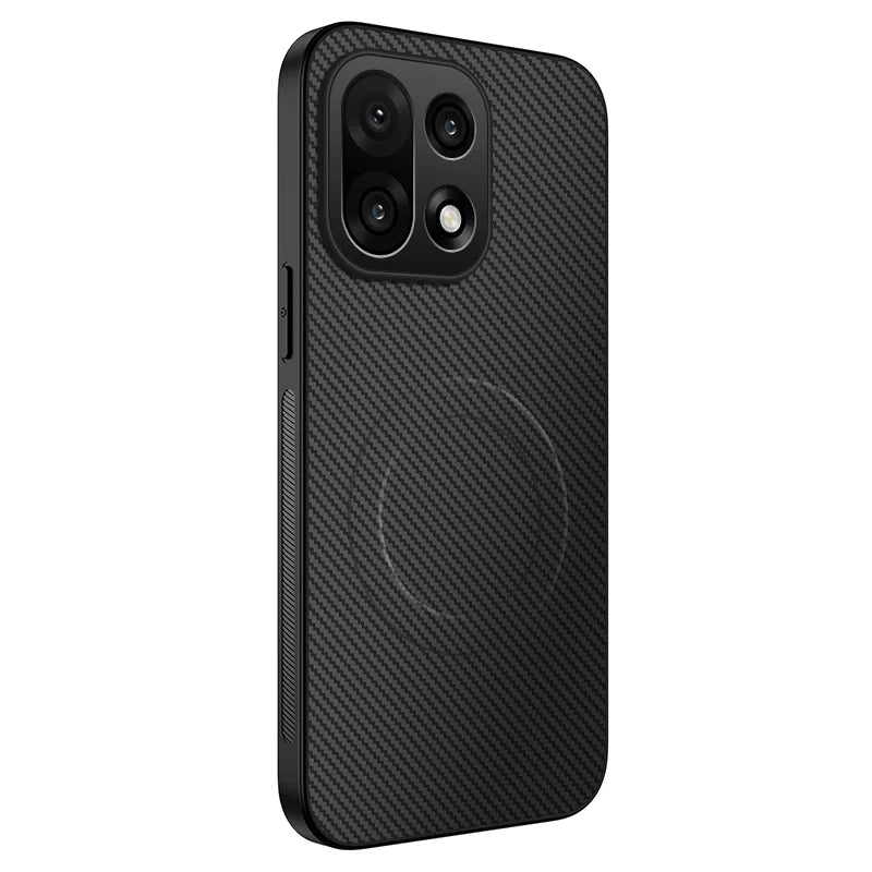 WANLONFENG For OnePlus 15 5G Magnetic Case  TQ Series Carbon Fiber Texture PC TPU Phone Cover - Black - 1