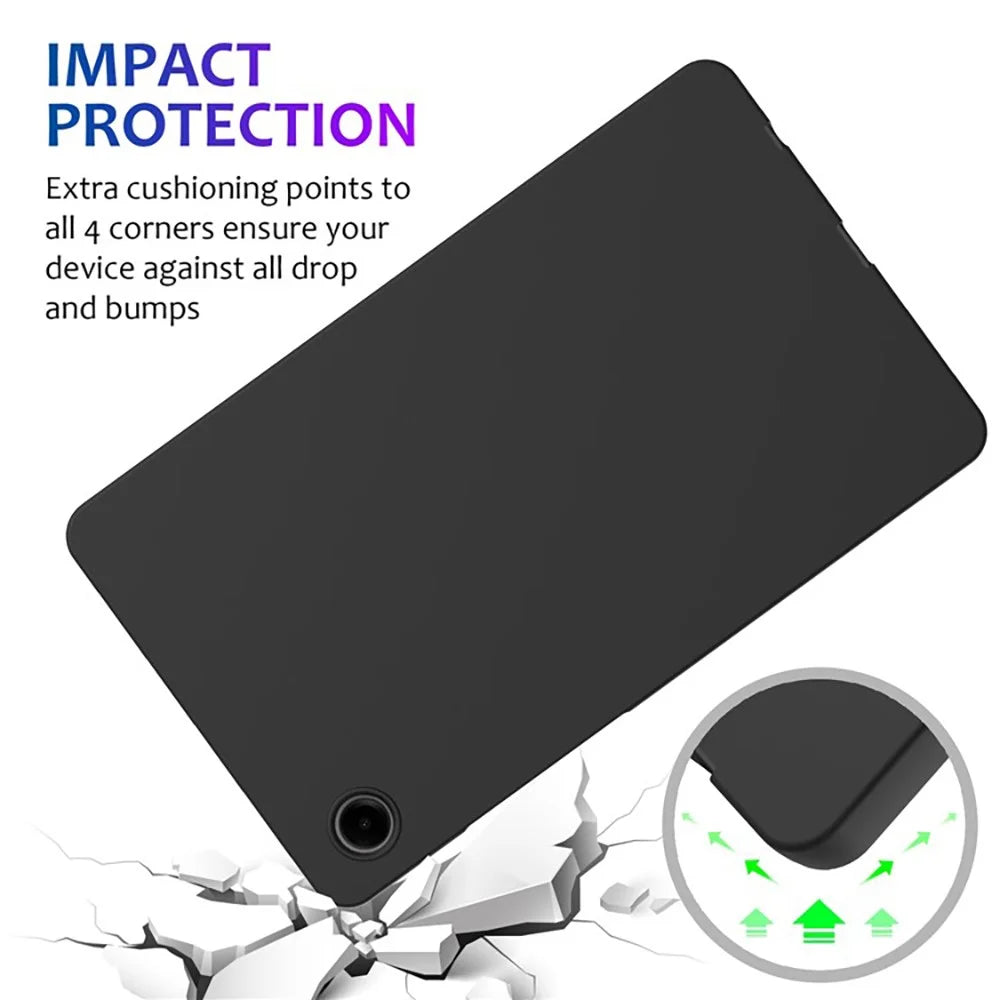 For Samsung Galaxy Tab A9 Case Liquid Silicone Anti-Scratch Tablet Cover - Black - 2