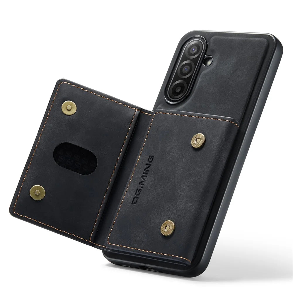 DG.MING M2 Series for Samsung Galaxy A18 5G / A18 4G / A17 5G / A17 4G Case PU + PC + TPU Phone Cover Detachable Wallet - Black - 2