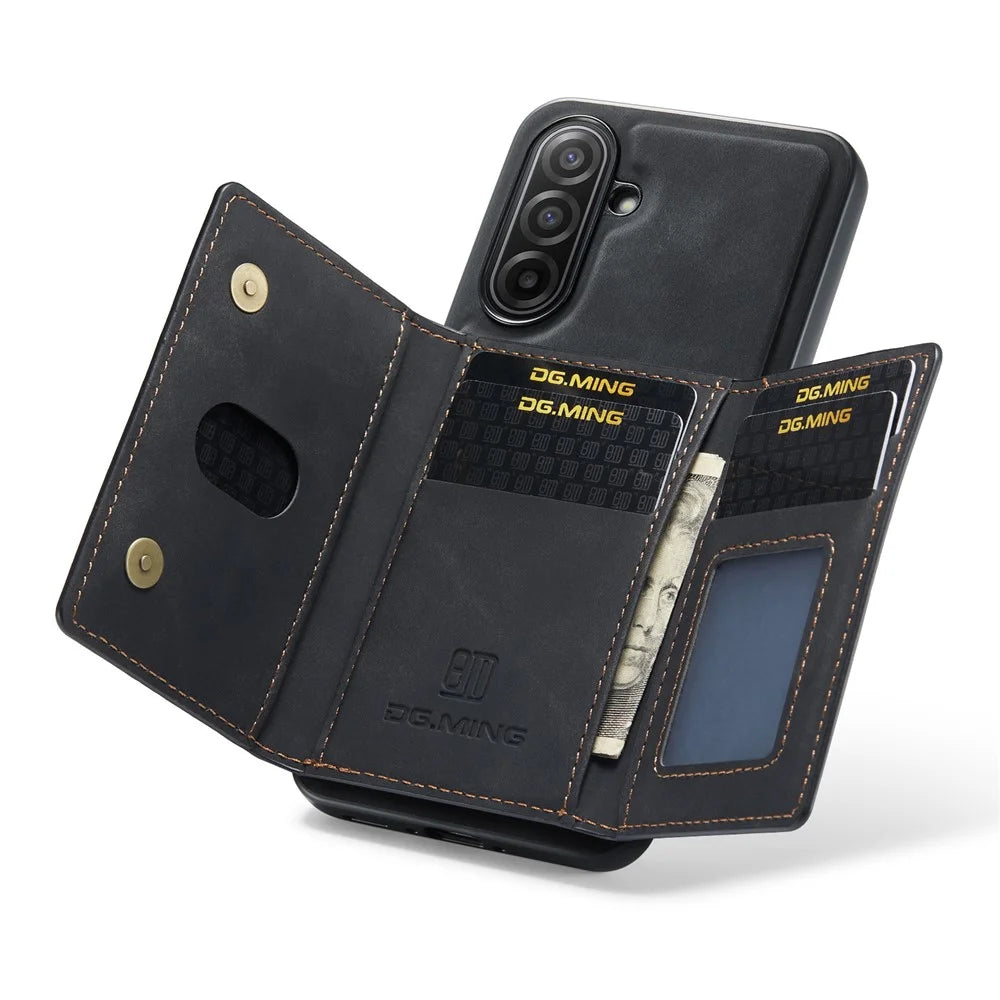 DG.MING M2 Series for Samsung Galaxy A18 5G / A18 4G / A17 5G / A17 4G Case PU + PC + TPU Phone Cover Detachable Wallet - Black - 3