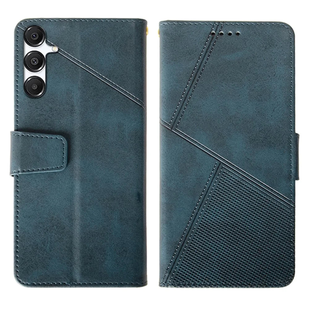 IDEWEI For Samsung Galaxy S25 FE Case Leather Wallet Phone Cover Stand Calf Texture - Blue - 1