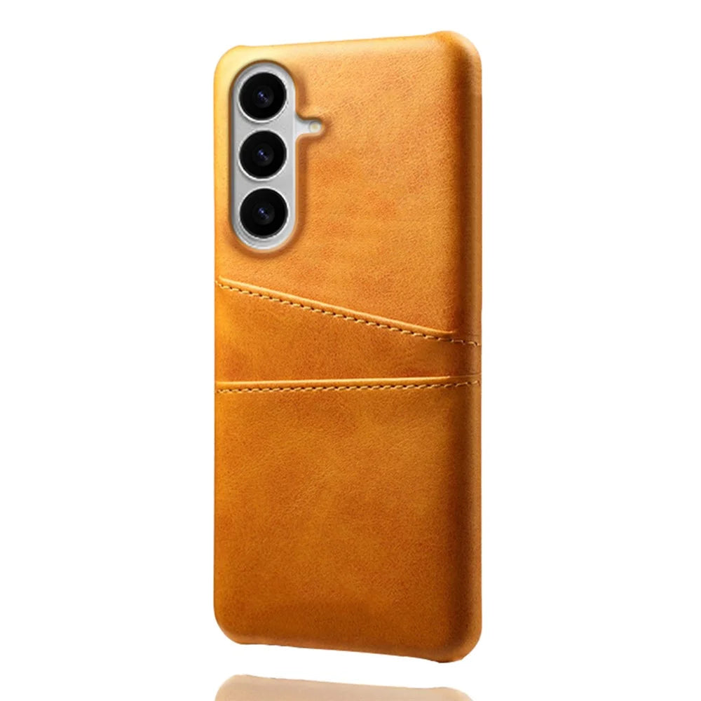 For Samsung Galaxy S26 Case Dual Card Slots PU Leather + Hard PC Phone Cover - Orange - 4