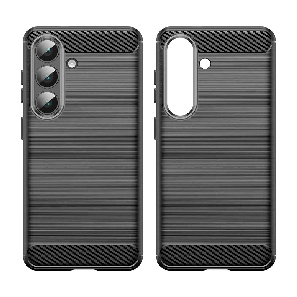 For Samsung Galaxy S26 Case Protective Phone Cover Carbon Fiber Texture Brushed - Black - 2