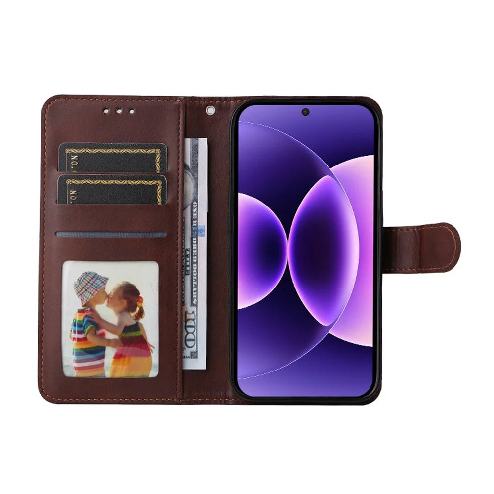 ENKAY HAT PRINCE For Xiaomi 17 Pro Wallet Case Calf Texture Leather Phone Stand Cover with Strap / 0.18mm Screen Film (Support Ultrasonic Fingerprint Unlock) - Brown - 2