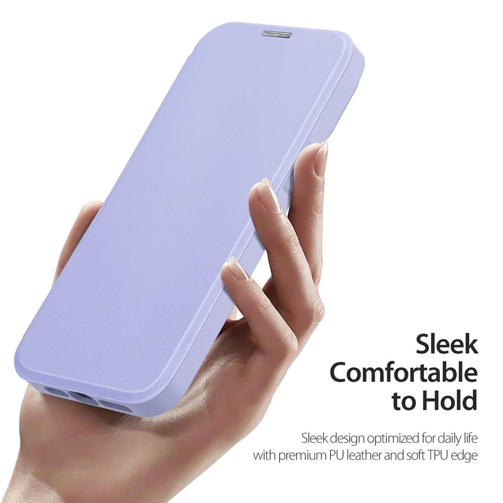 For iPhone 14 Plus Leather Case DUX DUCIS Skin X Pro Series Flip Cover Compatible with MagSafe - Purple - 6