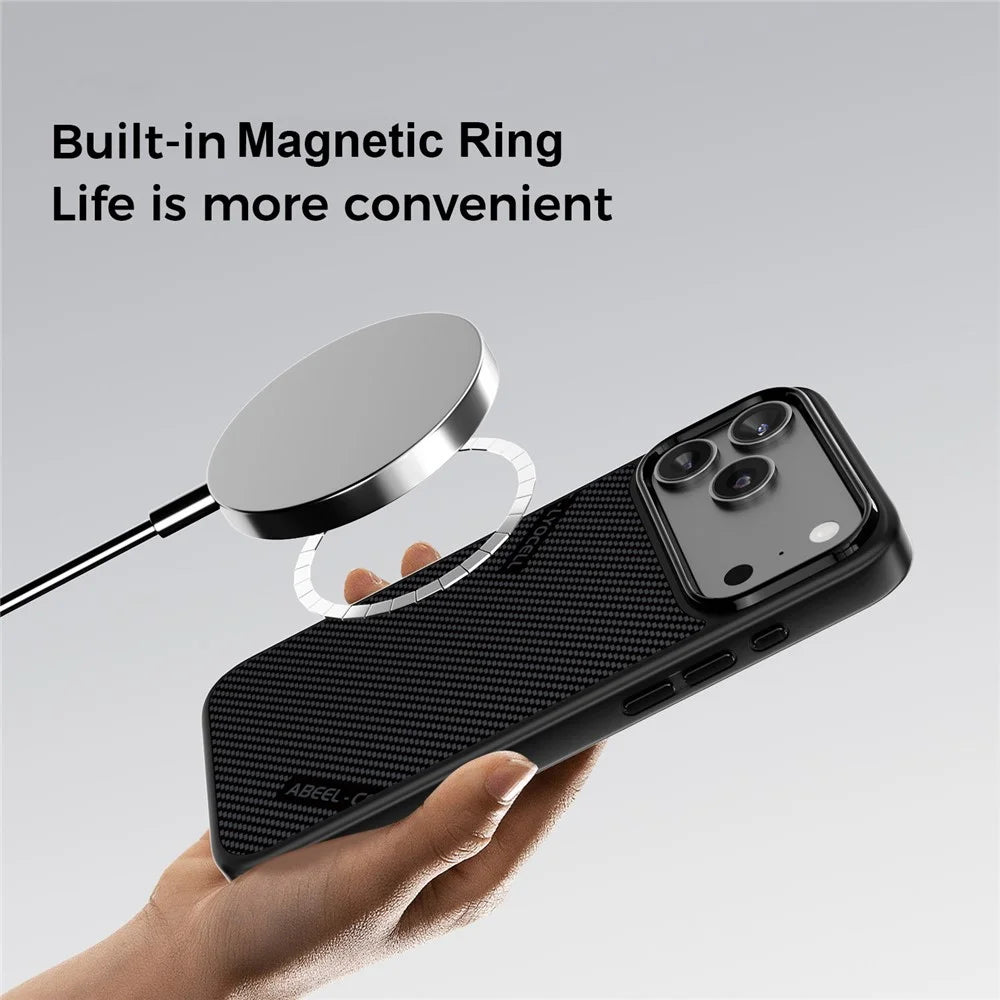 ABEEL CF-Lyocell Series For iPhone 18 Pro / 17 Pro Case Compatible with MagSafe Microfiber + PC + E-TPU Phone Cover - No.1 - 2