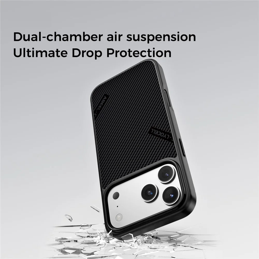 ABEEL CF-Lyocell Series For iPhone 18 Pro Max / 17 Pro Max Case Compatible with MagSafe Microfiber + PC + E-TPU Phone Cover - No.1 - 3