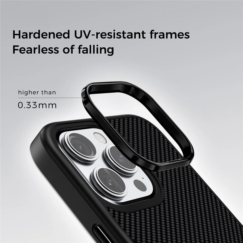 ABEEL CF-Lyocell Series For iPhone 16 Pro Case Compatible with MagSafe Microfiber + PC + E-TPU Phone Cover - No.1 - 4