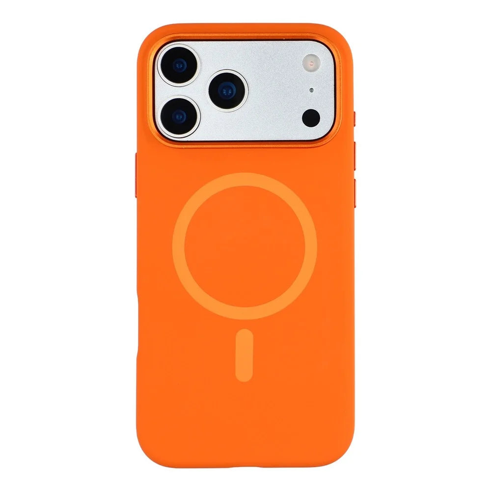 MUTURAL For iPhone 17 Pro Case Compatible with MagSafe Liquid Silicone + PC Back Cover with Metal Camera Frame - Orange - 3