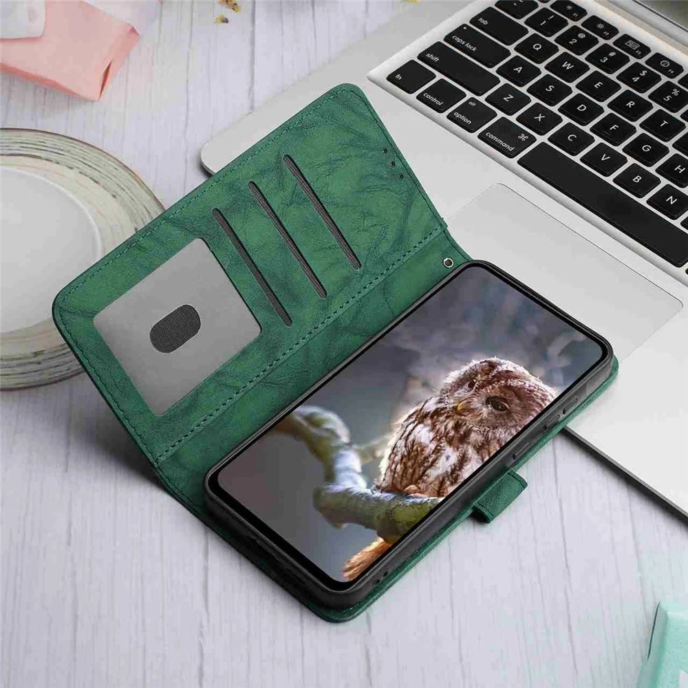 For Samsung Galaxy S25 Leather Case Butterfly Flower Imprinted Wallet Stand Flip Phone Cover with Wrist Strap - Green - 2