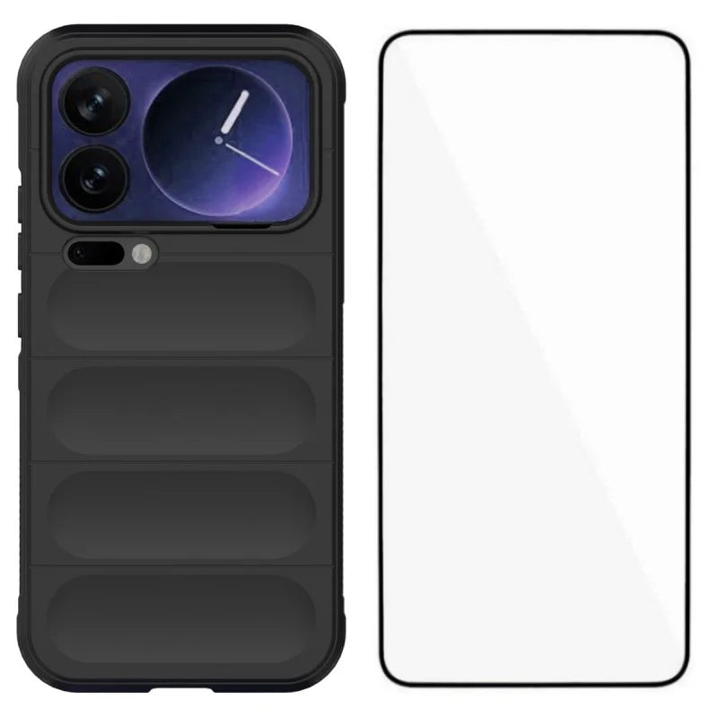 WANLONFENG For Xiaomi 17 Pro TPU Case  HD Series Anti Slip Phone Cover with Tempered Glass - Black - 1