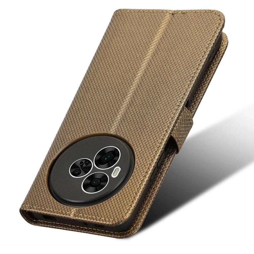 For TCL NxtPaper 60 Ultra 5G Leather Wallet Case with Strap Diamond Texture Phone Cover - Brown - 6