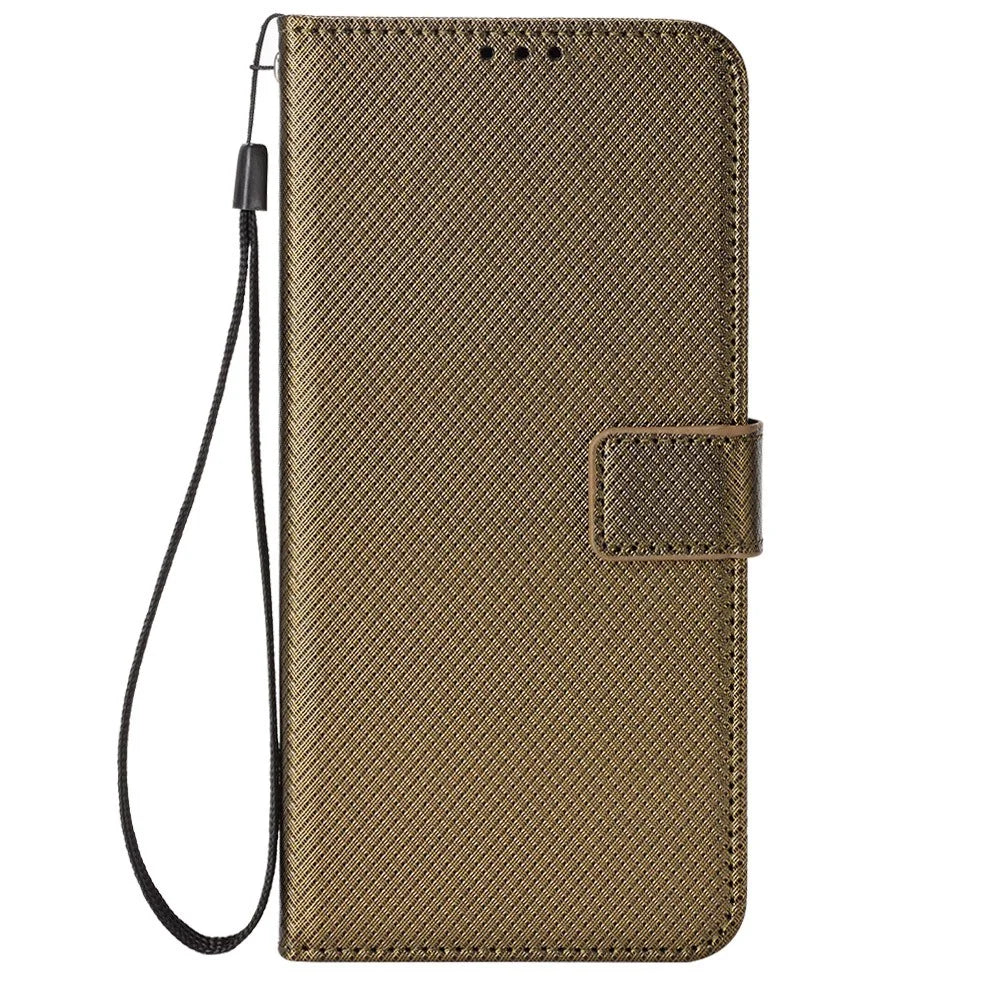 For TCL NxtPaper 60 Ultra 5G Leather Wallet Case with Strap Diamond Texture Phone Cover - Brown - 7