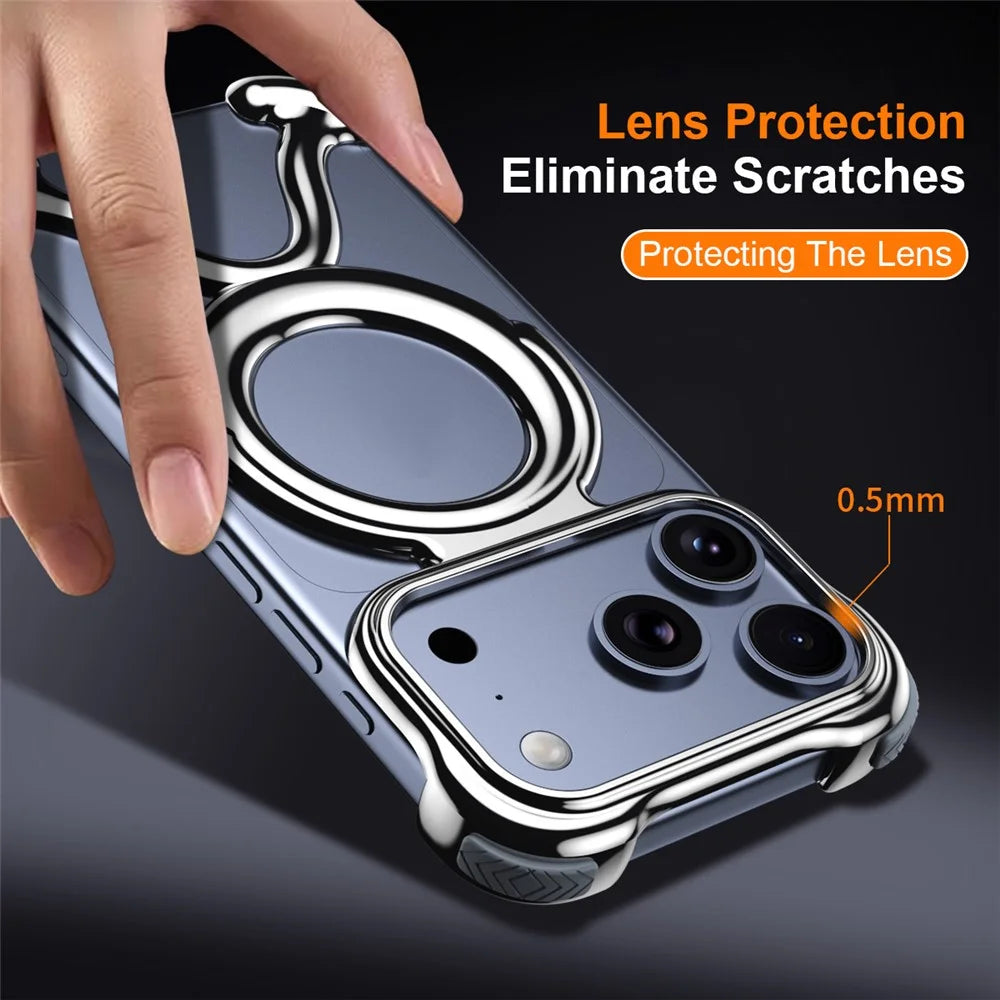 For iPhone 17 Pro Max Bumper Case Hard PC Magnetic Phone Cover Hollow Out Heat Dissipation - Silver - 7
