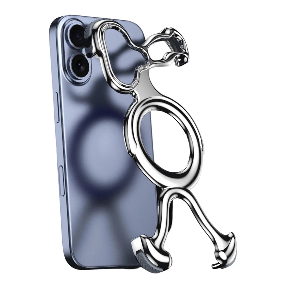 For iPhone 17 Bumper Case Hard PC Magnetic Phone Cover Hollow Out Heat Dissipation - Silver - 1