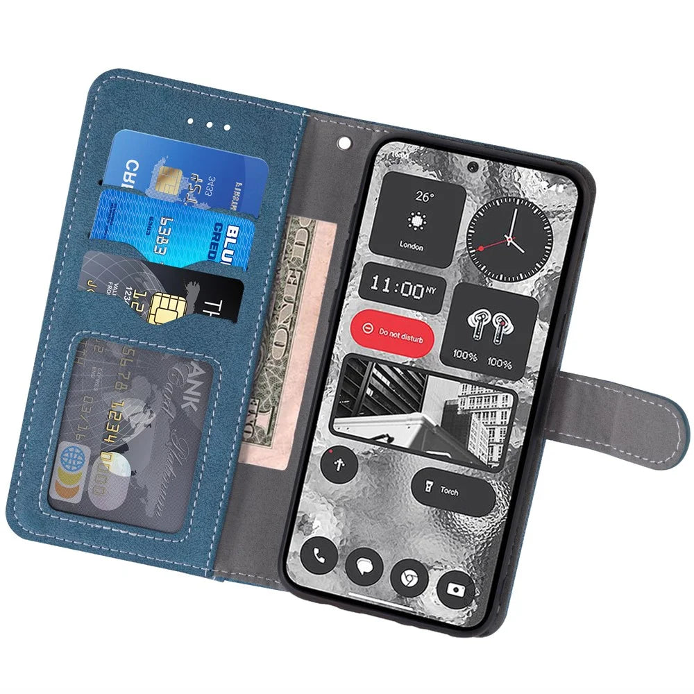 For OnePlus Nord CE4 Lite 5G / Oppo K12x 5G (China) Case Retro PU Leather Wallet Phone Cover with Rotating Card Slots Holder - Blue - 2