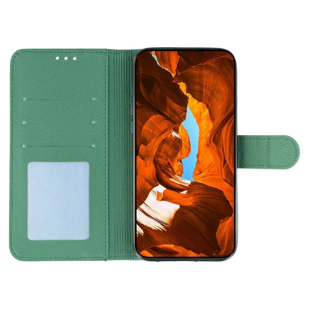 For vivo iQOO 15 5G Case Feather Imprint PU Leather Wallet Phone Cover - Green - 2
