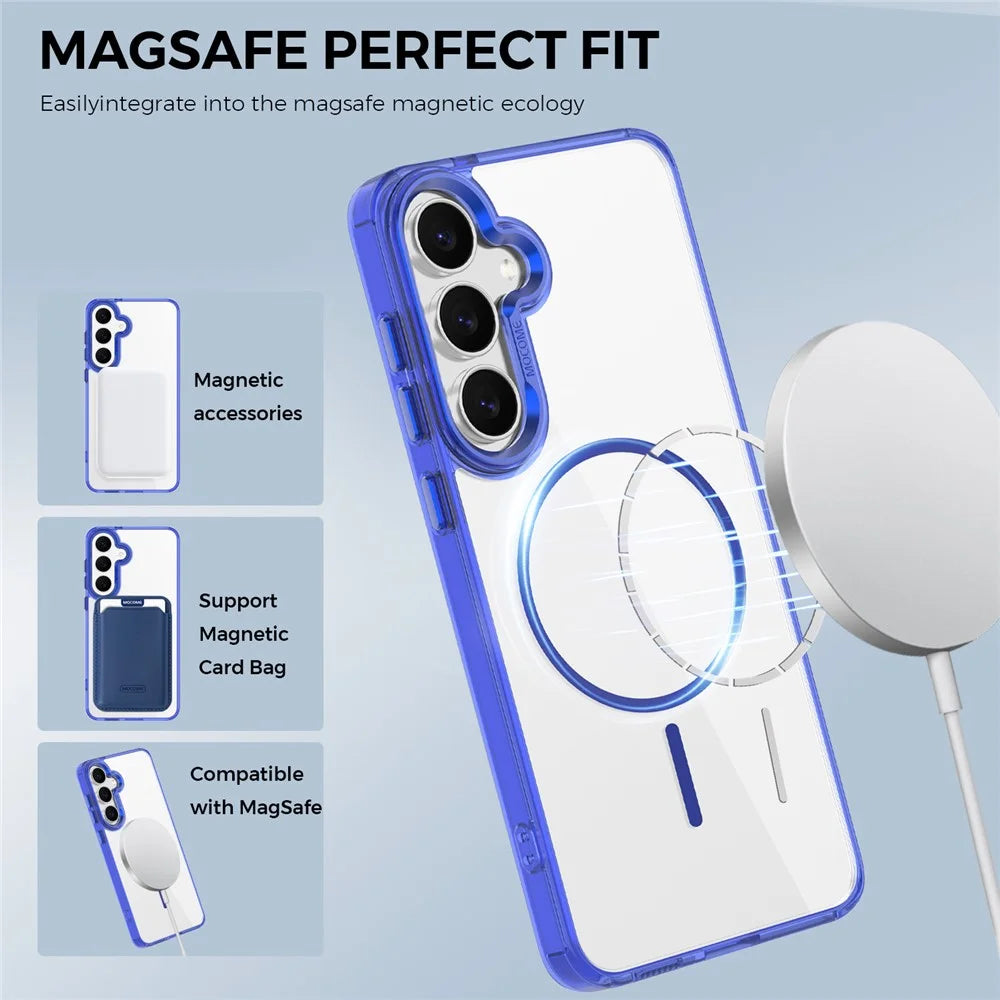 For Samsung Galaxy S25 FE Magnetic Casee TPU PC Clear Phone Cover - Sapphire - 3