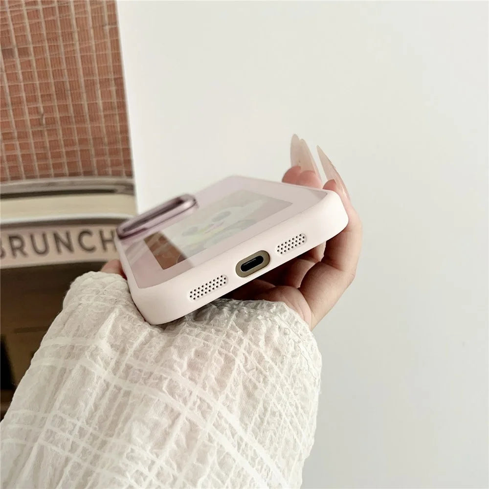 For iPhone 14 Pro Smart E-Ink Magnetic Case Lens Kickstand 4 Color HD 4 inch Display NFC DIY Customized Screen - Pink - 6