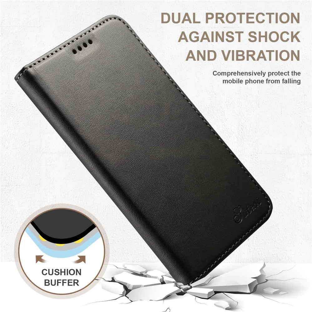 SUTENI Protective Case for iPhone 14 Wallet Phone Case PU Leather Stand Phone Cover Anti-Drop Magnetic Closure Phone Shell - Black - 5