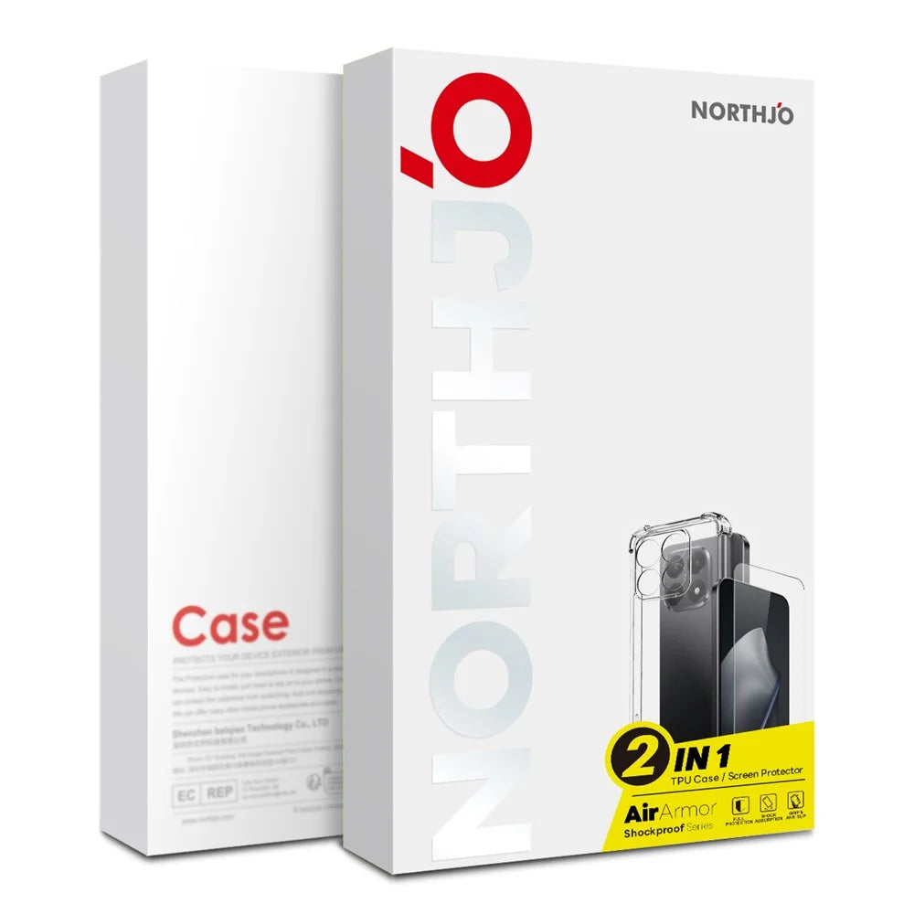 NORTHJO For Xiaomi 15T Case Four Corner Shockproof TPU Clear Phone Cover with Tempered Glass Film - 4
