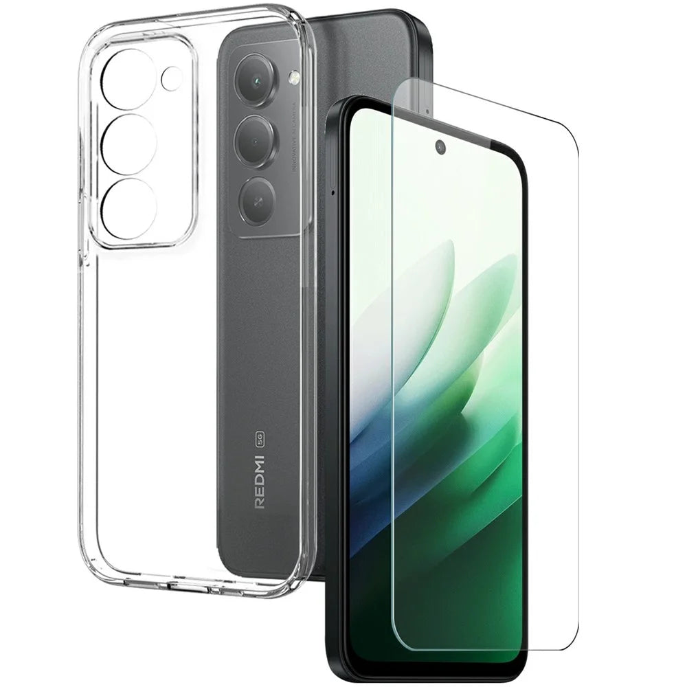 NORTHJO For Xiaomi Redmi 15 5G (Global) (169mm) Case Soft TPU Clear Phone Cover with Tempered Glass Screen Protector - 1