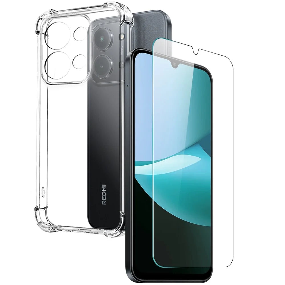 NORTHJO For Xiaomi Redmi 15C 4G (Global) (171mm) / Poco C85 4G (171mm) Case Four Corner Shockproof TPU Clear Phone Cover with Tempered Glass Film - 1