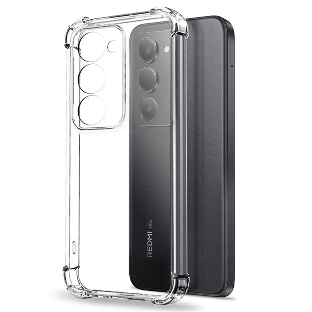 NORTHJO For Xiaomi Redmi 15 4G (EU) (171mm) / 15 5G (EU) (171mm) Case Four Corner Shockproof TPU Clear Phone Cover with Tempered Glass Film - 2