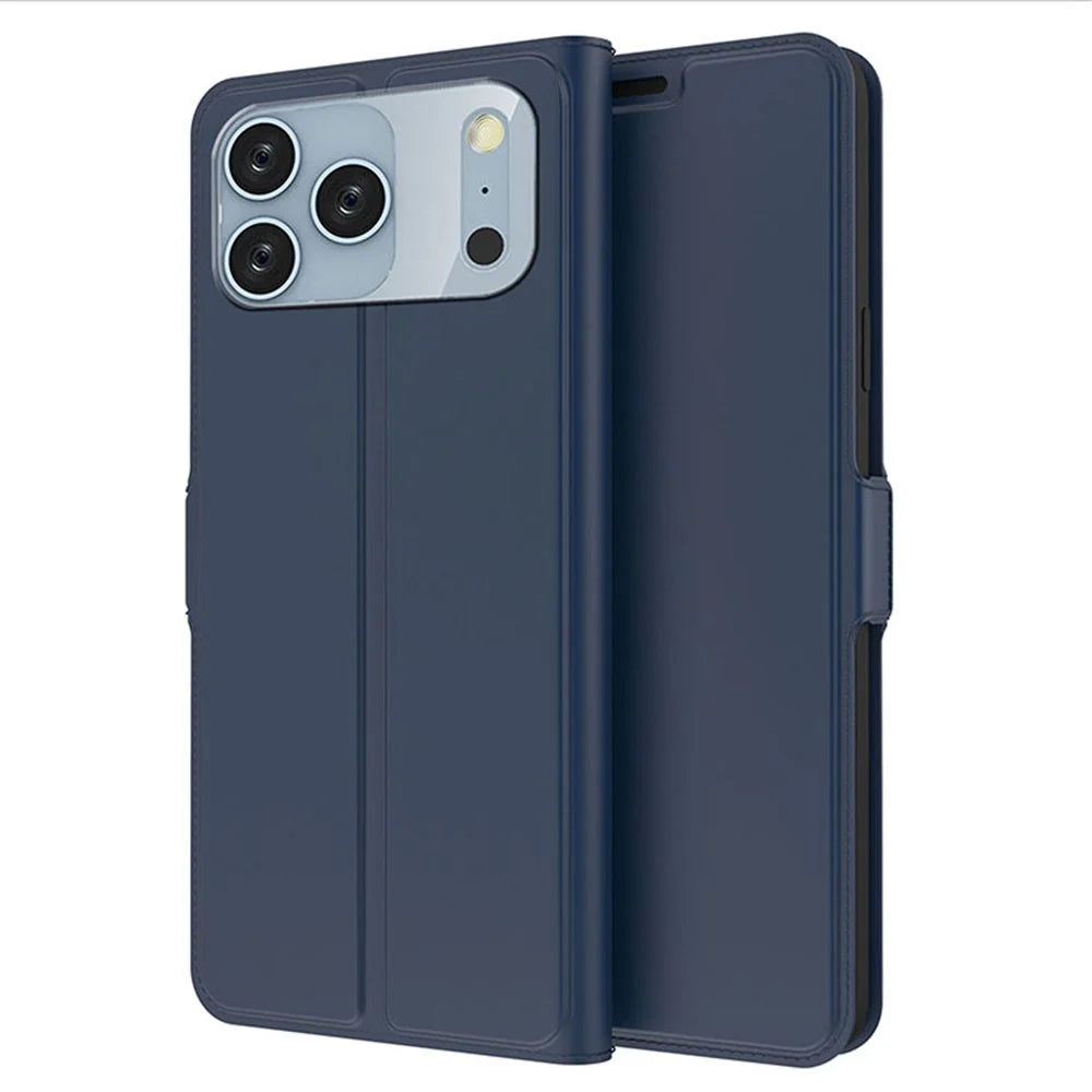 For iPhone 17 Pro Max Case Shockproof TPU Inner Shell Leather Phone Cover Card Slot - Blue - 1