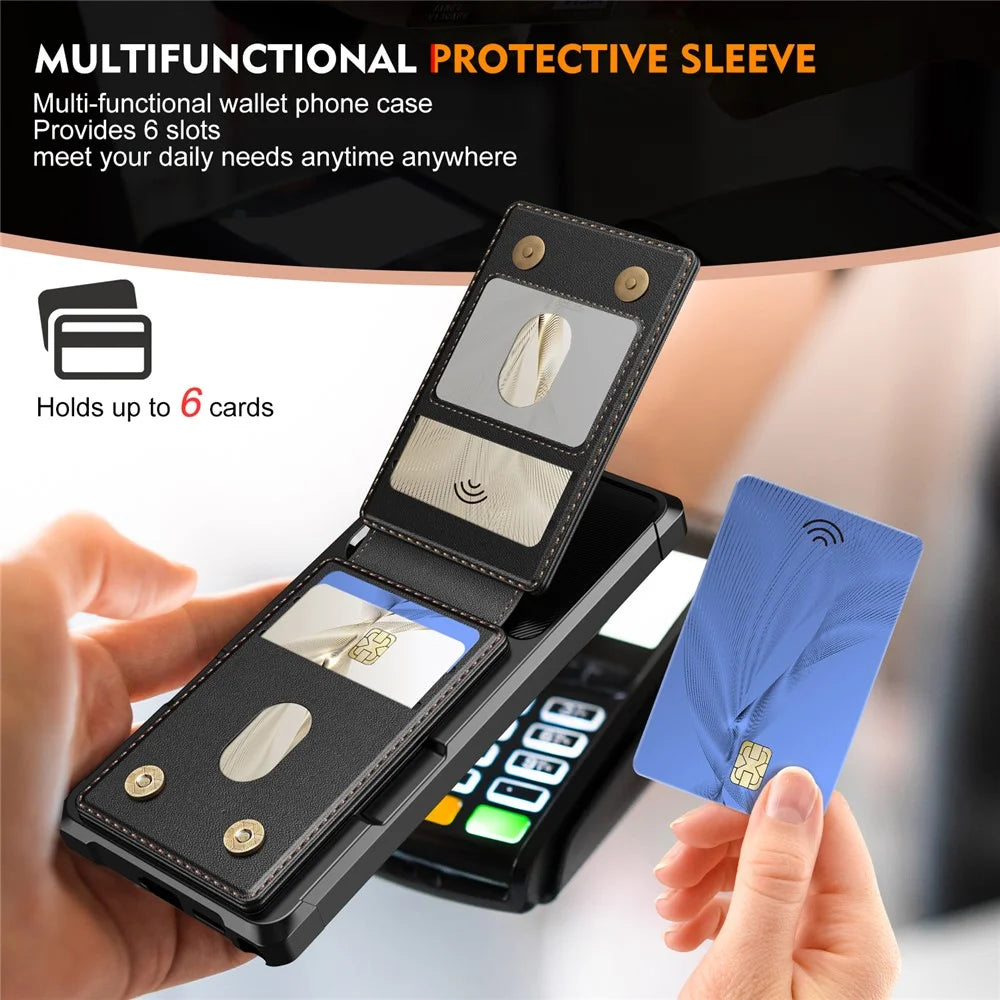For Samsung Galaxy S24 Ultra Magnetic Case Detachable Card Slot Kickstand Leather + TPU Phone Cover - Black - 4