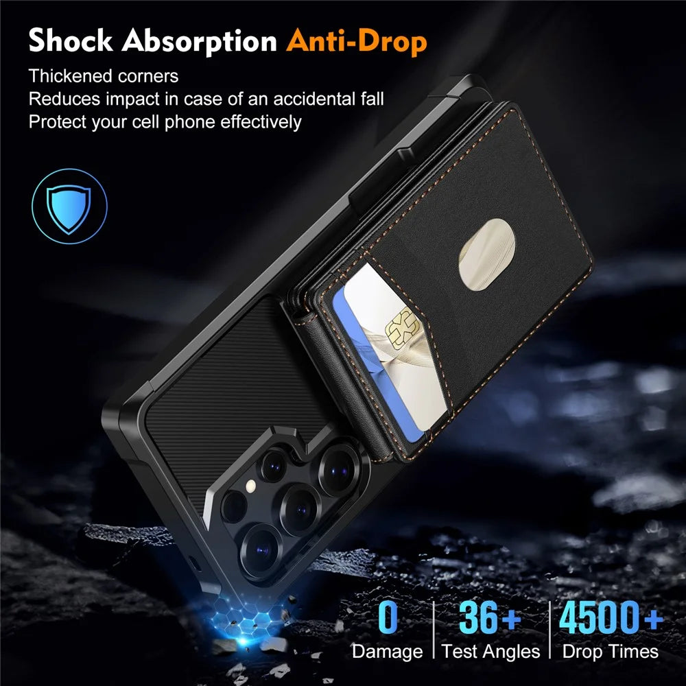 For Samsung Galaxy S24 Ultra Magnetic Case Detachable Card Slot Kickstand Leather + TPU Phone Cover - Black - 7