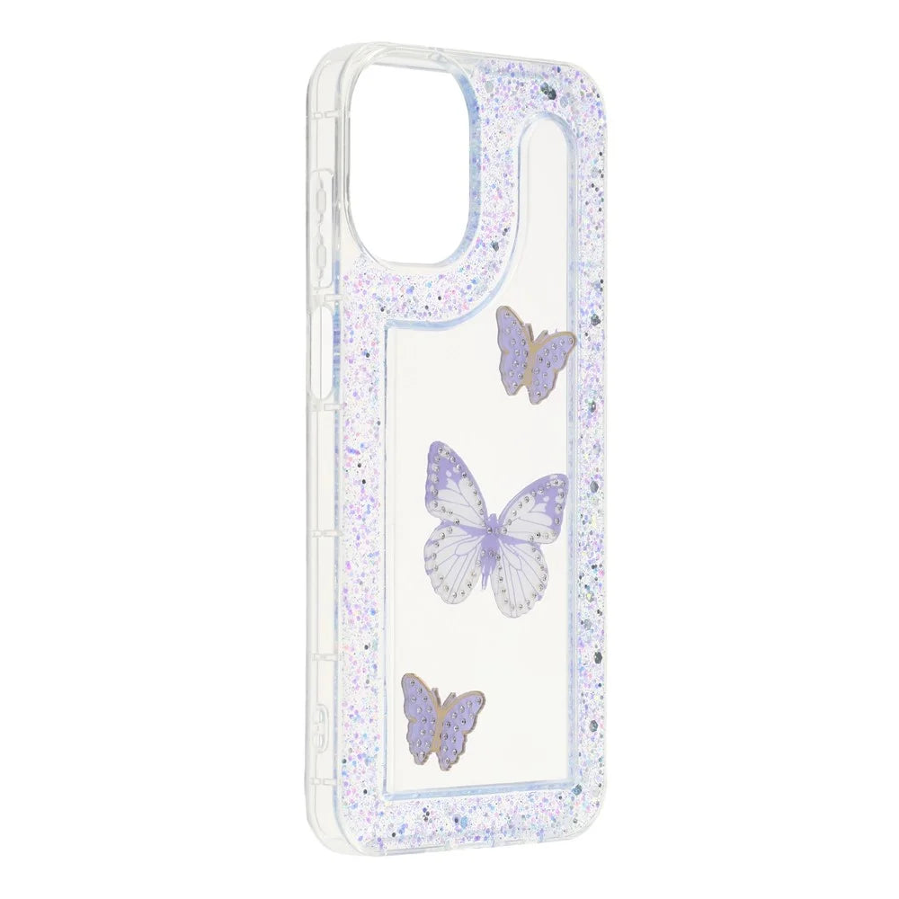 For Samsung Galaxy A08 5G / A08 4G / A07 4G Case DIY Butterfly Glitter Epoxy Soft TPU Phone Back Cover - Purple - 2