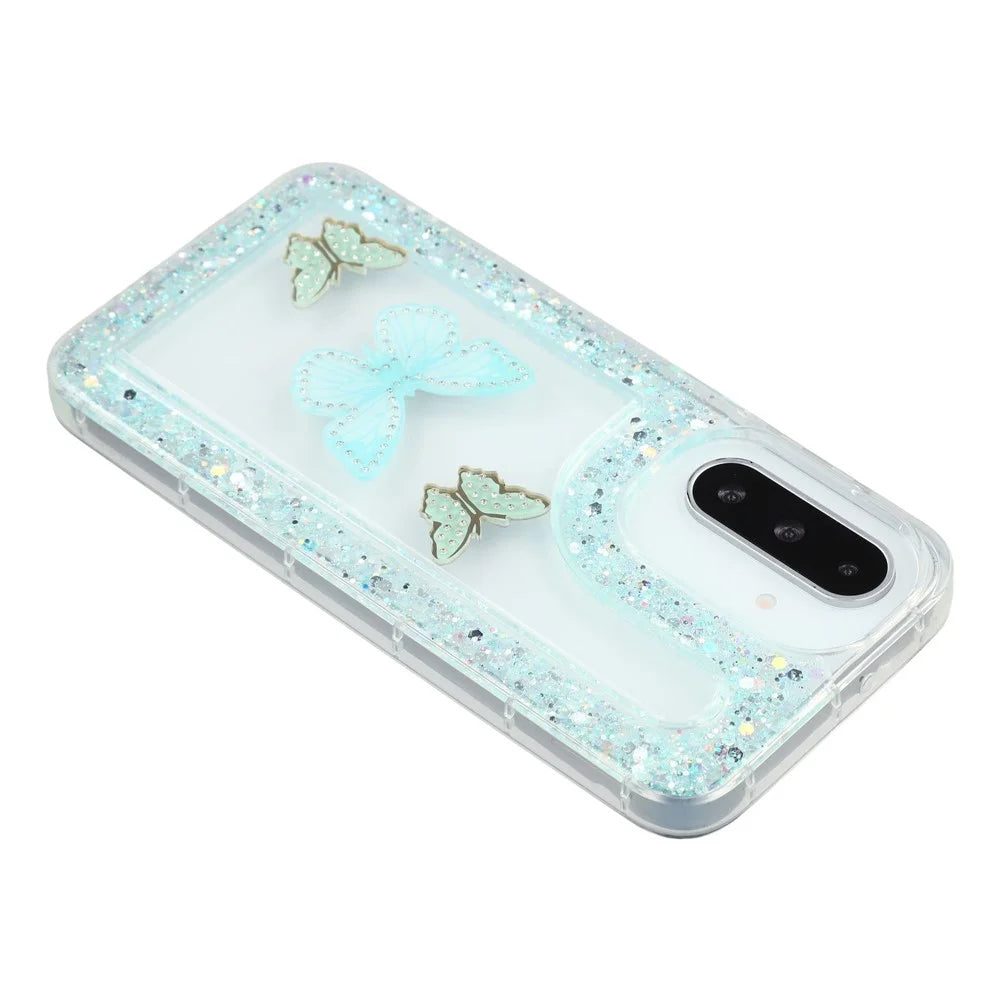 Phone Case For Samsung Galaxy A18 5G / A18 4G / A17 5G / A17 4G / A26 5G DIY Butterfly Glitter Epoxy Soft TPU Back Cover - Green - 5