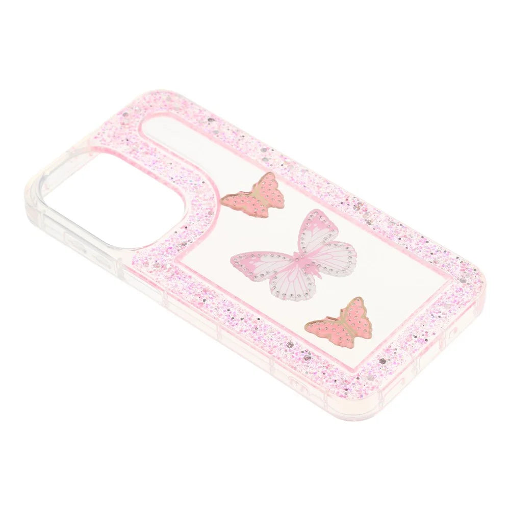 For Samsung Galaxy A34 5G Case DIY Butterfly Glitter Epoxy Soft TPU Phone Back Cover - Pink - 4