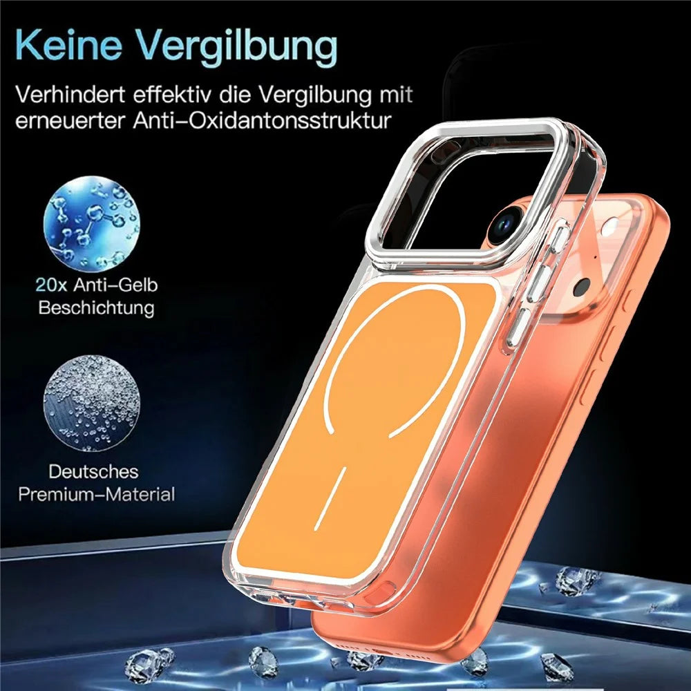 For iPhone 17 Pro Case Compatible with MagSafe Electroplated Acrylic TPU Phone Back Cover - Orange - 6